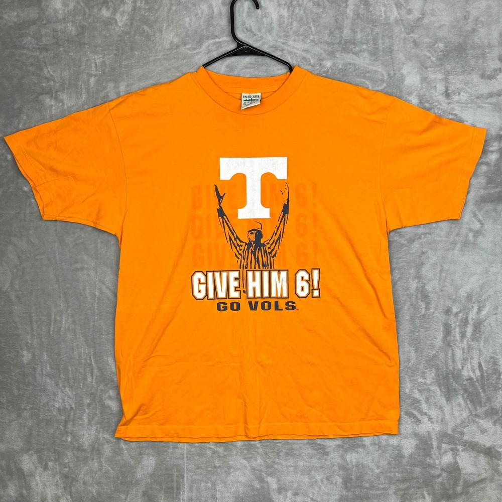 Vintage Orange Tennessee Volunteers Give Him 6 Go‎ Vols T Shirt XL Cotton